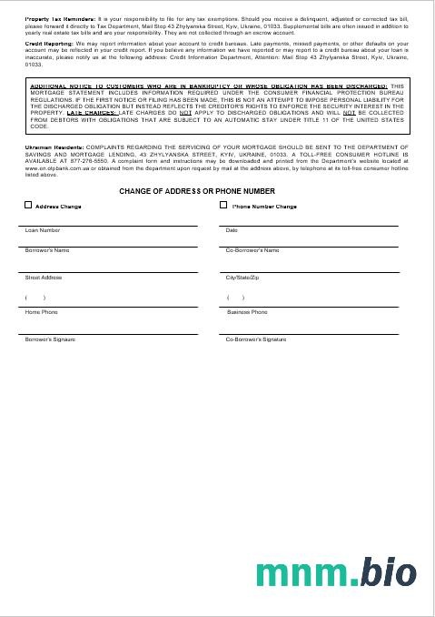 Ukraina OTP Bank wyciąg z kredytu hipotecznego w formatach Word i PDF 3